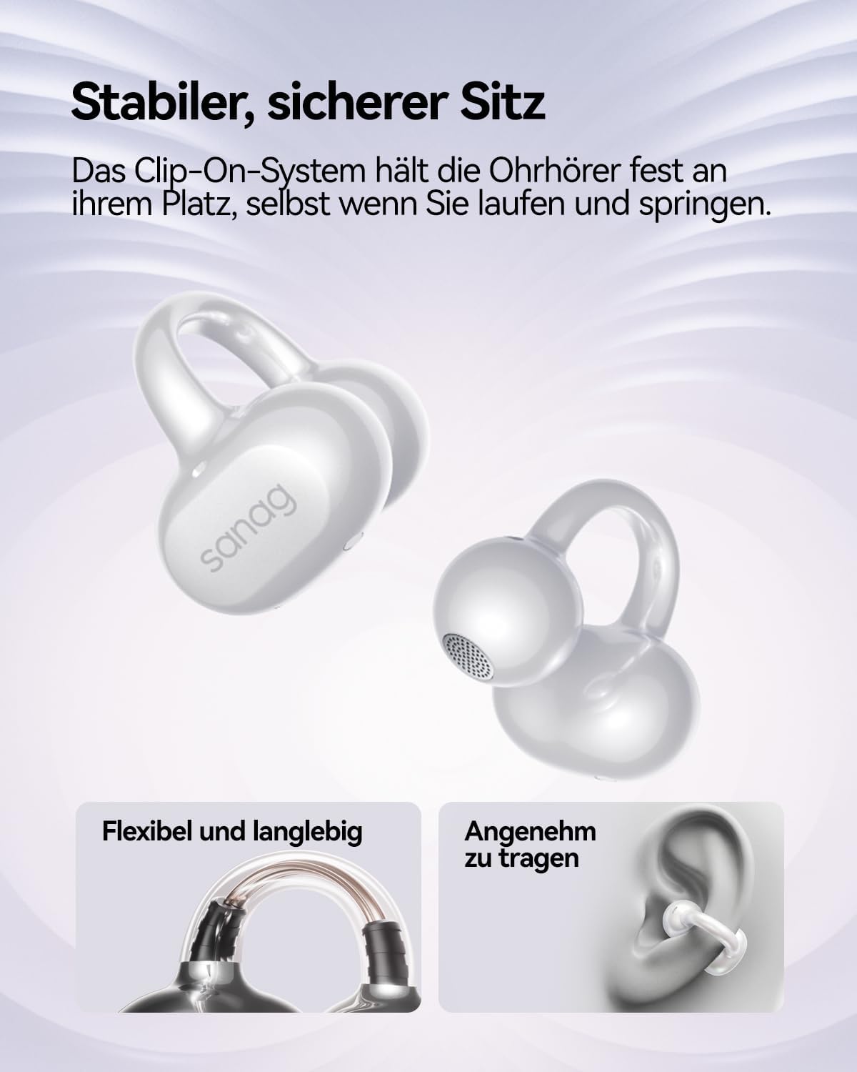 Thumbnail 3 de SANAG S6SUltra Open-Ear Clip-On Kopfhörer mit Bluetooth 6.0, bis zu 42 Stunden & IP67