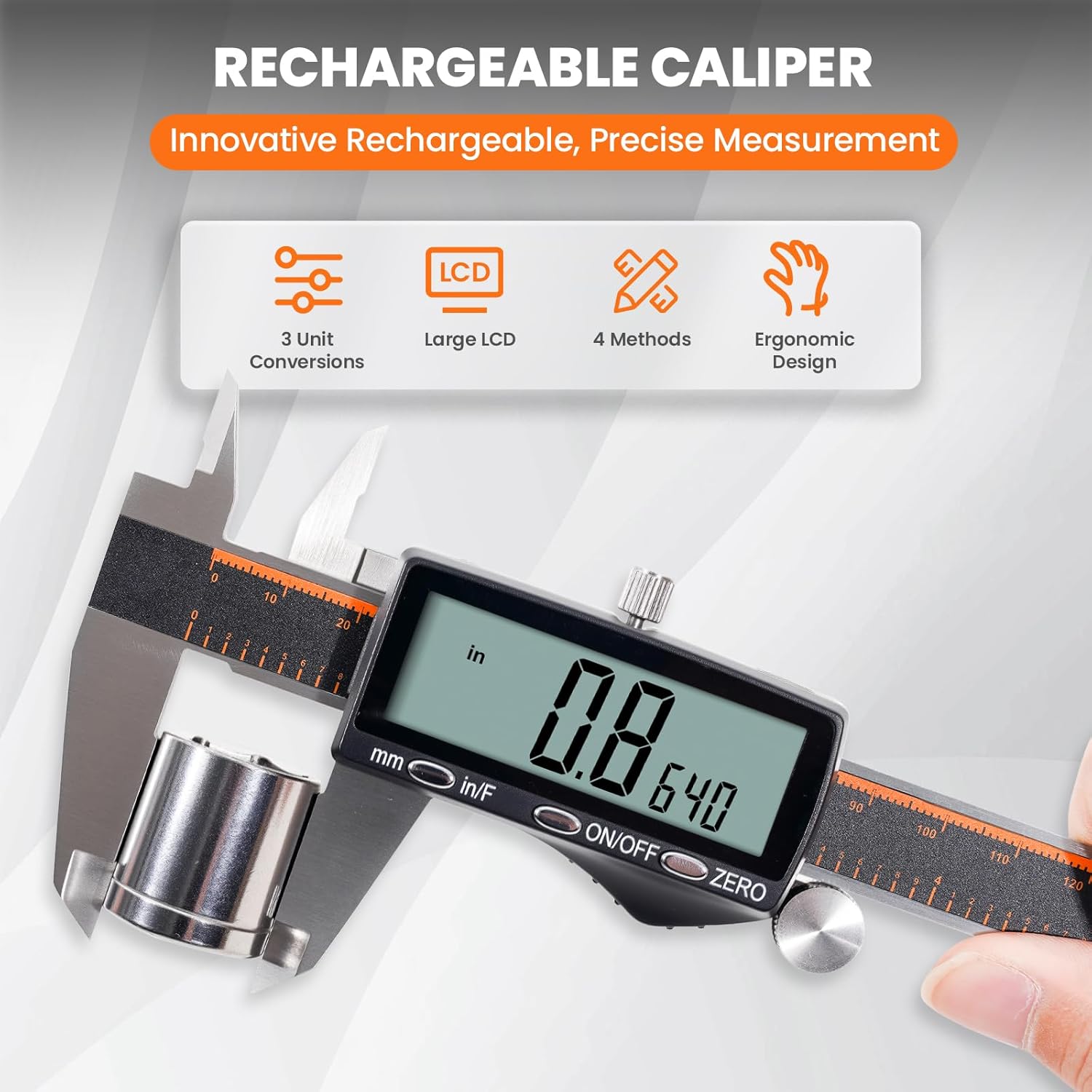 Detalle 2 de HARDELL pied à coulisse numérique rechargeable LCD (acier inox) 0–150 mm
