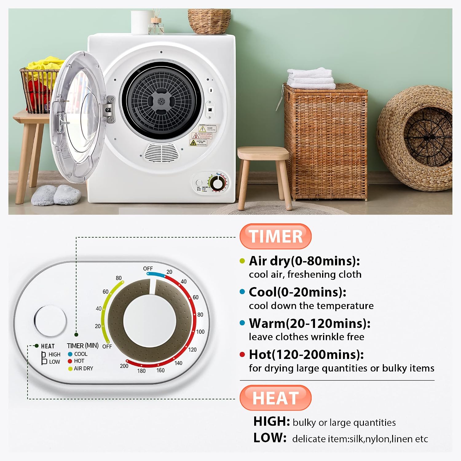 Detalle 2 de Euhomy Portable Dryer 1.5 cu ft