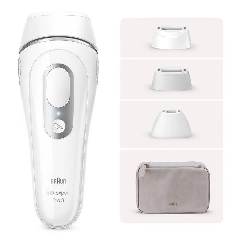 Detalle de Braun Silk-expert Pro 3 PL3230 depiladora IPL blanca con funda y 3 cabezales