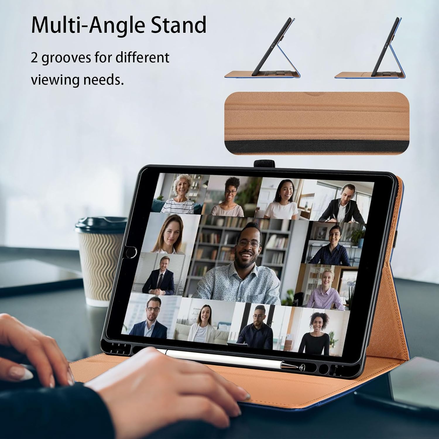 Thumbnail 3 de Vkooer Hülle für iPad Pro 13 Zoll M5/M4 (2025/2024) – Premium PU-Leder Hülle mit Multi-Winkel Standfunktion in Blau