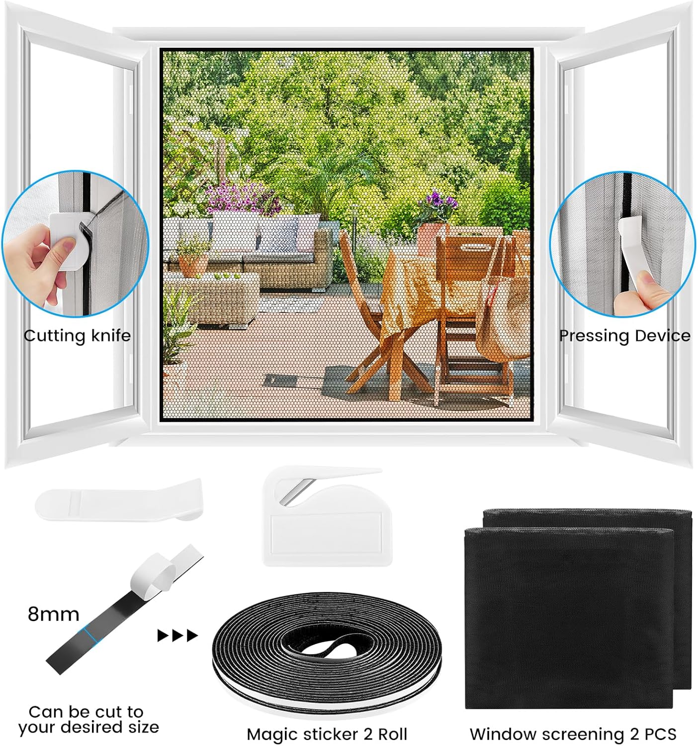 Thumbnail 5 de Cinkee Zanzariera Finestra Regolabile Fai da Te – 180x150 cm, 2 Pezzi, Nero