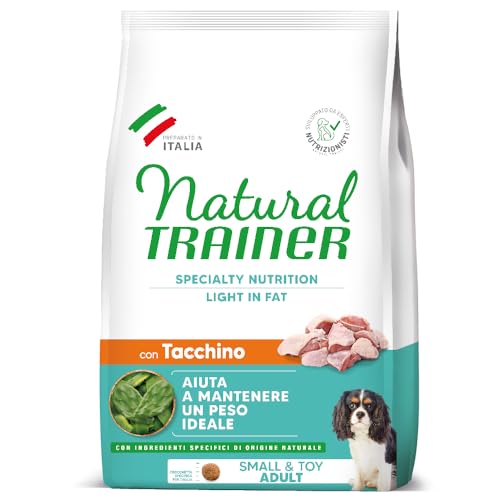 Detalle de Natural Trainer Ideal Weight Small & Toy: Cibo Light al Tacchino da 2 kg per Cani Adulti, Supporto al Peso Ideale