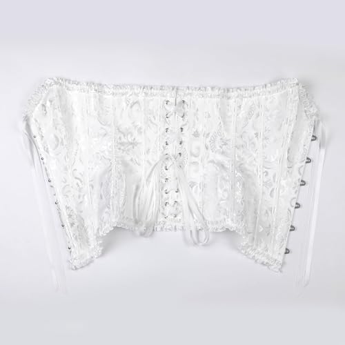 Thumbnail 6 de JoyPeak Halloween Satin Lace-Up Overbust Corset Top, White, XS