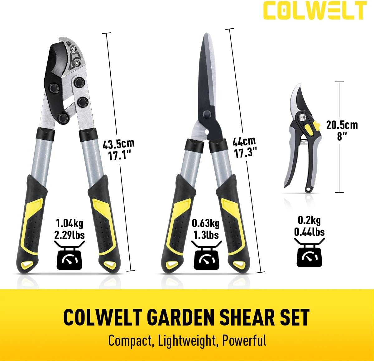 Detalle de Colwelt Garden Shears for Hedges Set 3Pcs, 42cm – Compact Pruning Kit