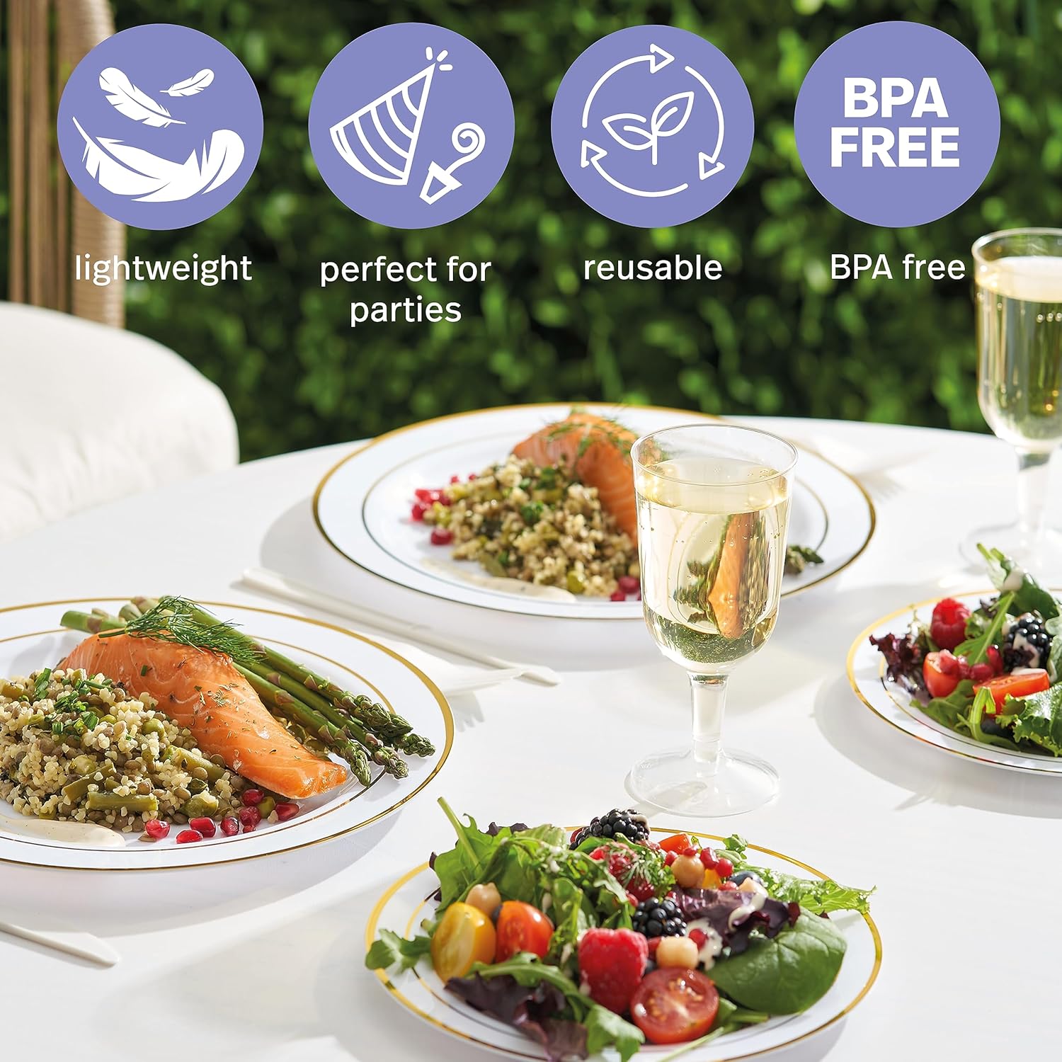 Detalle de MATANA 120 Assiettes réutilisables blanches 🍽