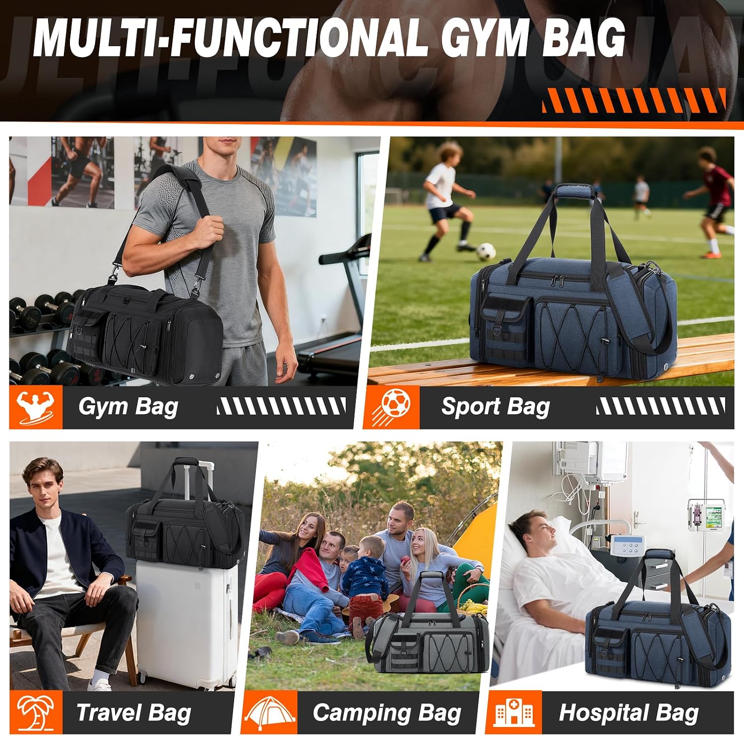 Thumbnail 6 de RAINSMORE 40L Gym Bag with Shoe Compartment