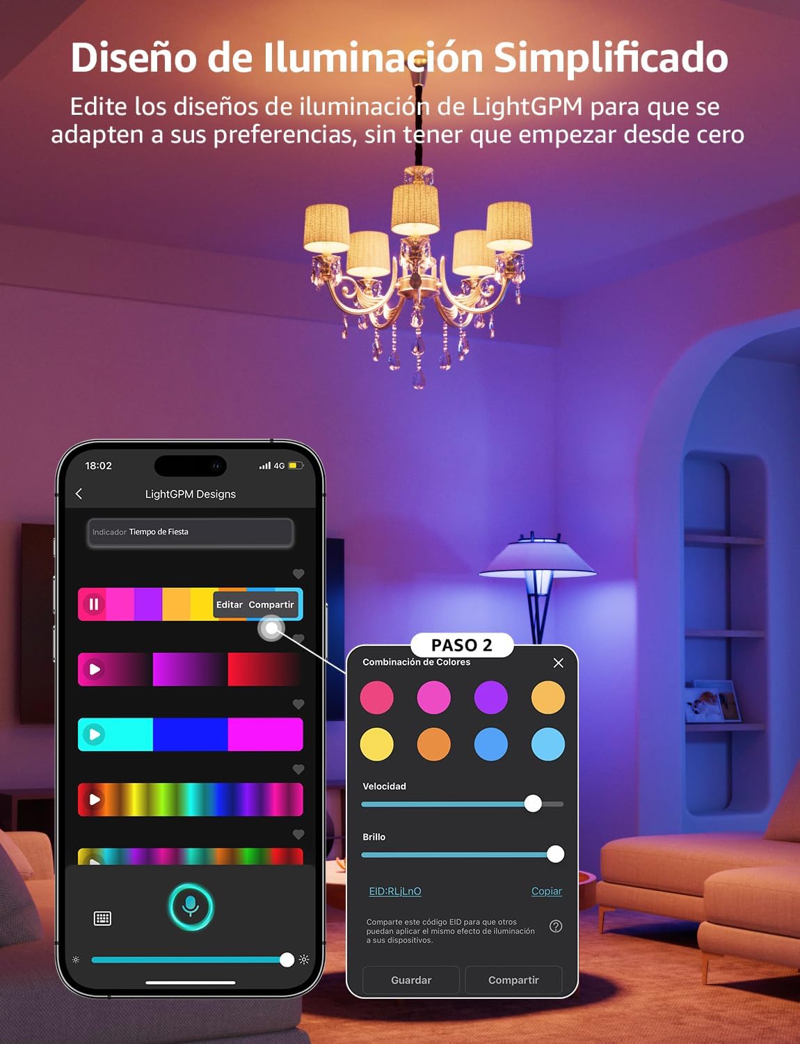 Detalle 2 de Lepro BP1 AI Bombilla LED E14 RGB+CCT, Control Wi-Fi y Alexa