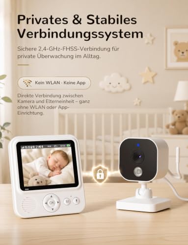 Detalle de OBVHNUA Babyphone mit Kamera ohne WLAN – 2,8 Zoll, 720P, VOX bis 96 Std.
