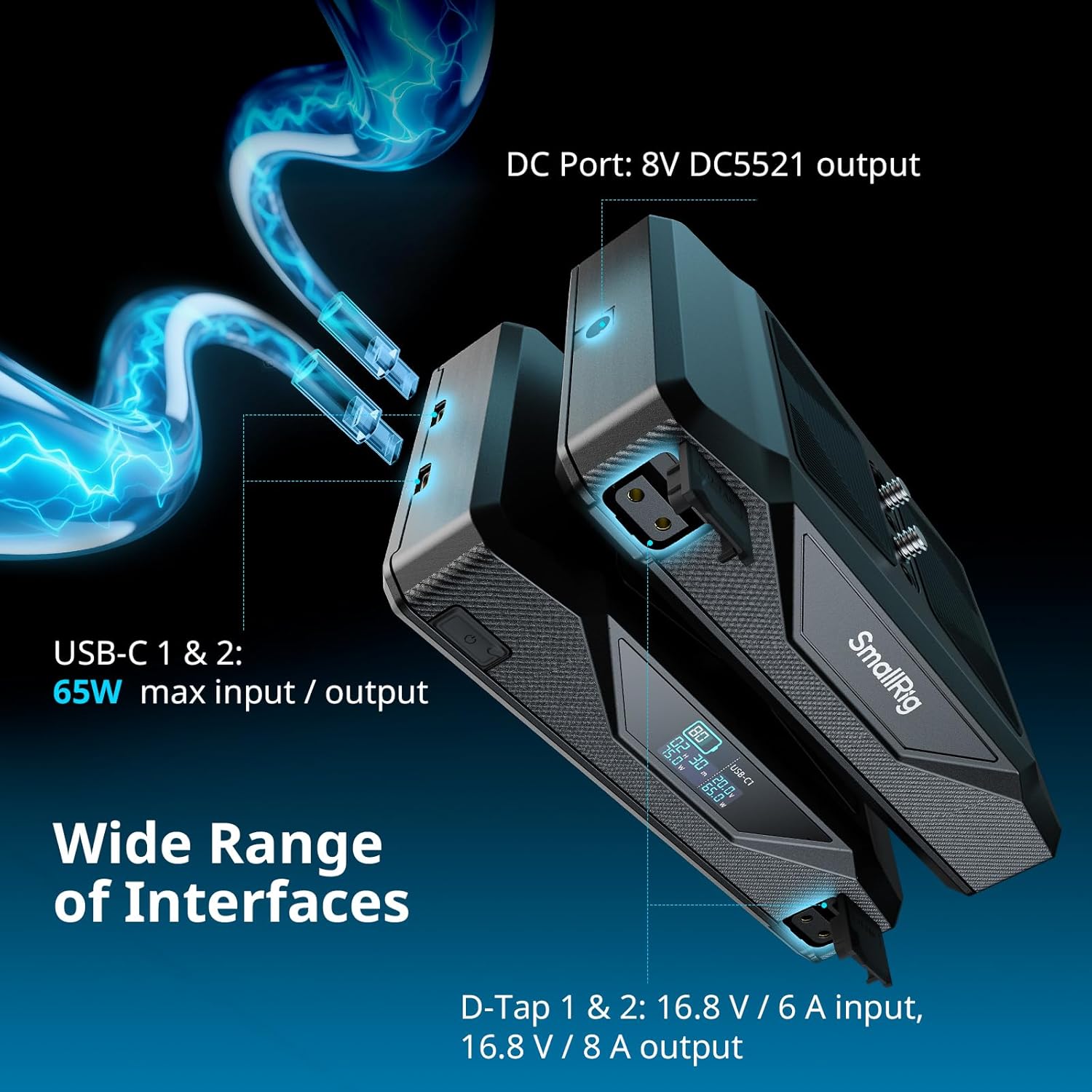 Thumbnail 1 de SMALLRIG Batterie de Base CB75 73,8 Wh (5 000 mAh) avec double USB-C 65 W et sortie 5 ports – 4826