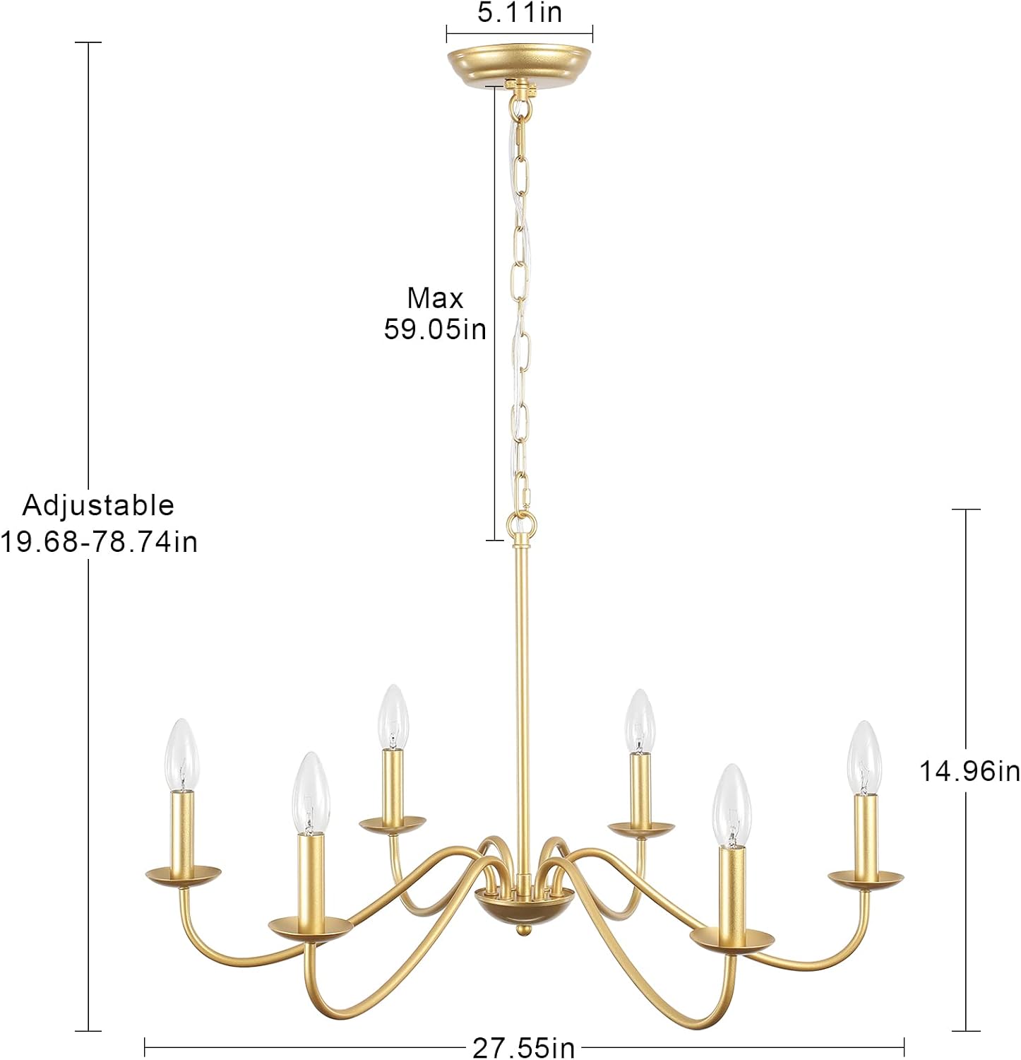 Detalle de YLCHYTDZSW D0131 6-Light Gold Metal Chandelier