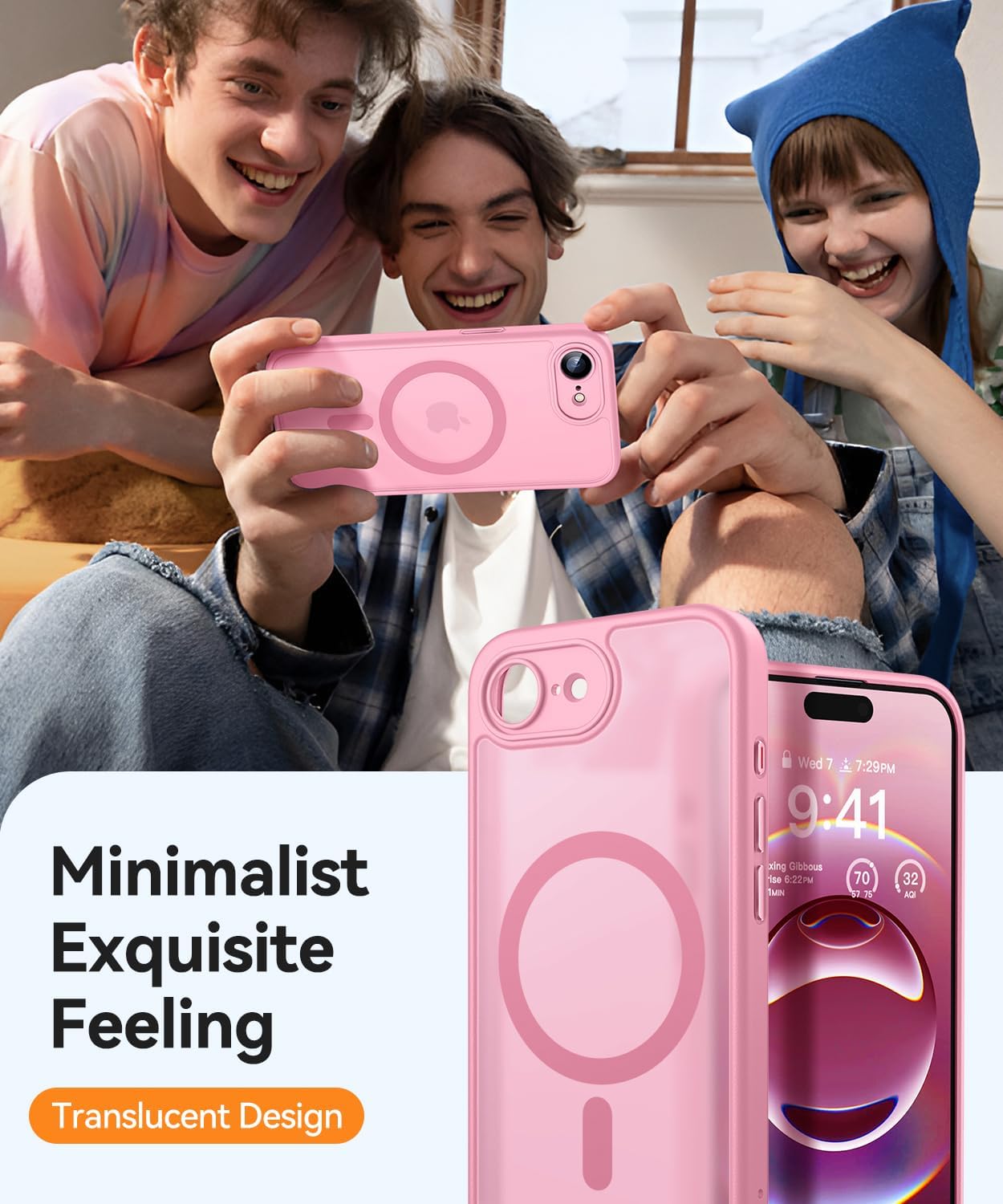 Thumbnail 6 de CANSHN Magnetica Cover per iPhone 16e / 17e (6.1”) Rosa – protezione fotocamera a copertura totale, compatibile MagSafe