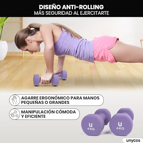 Detalle 2 de unycos Par Mancuernas Neopreno 4 kg