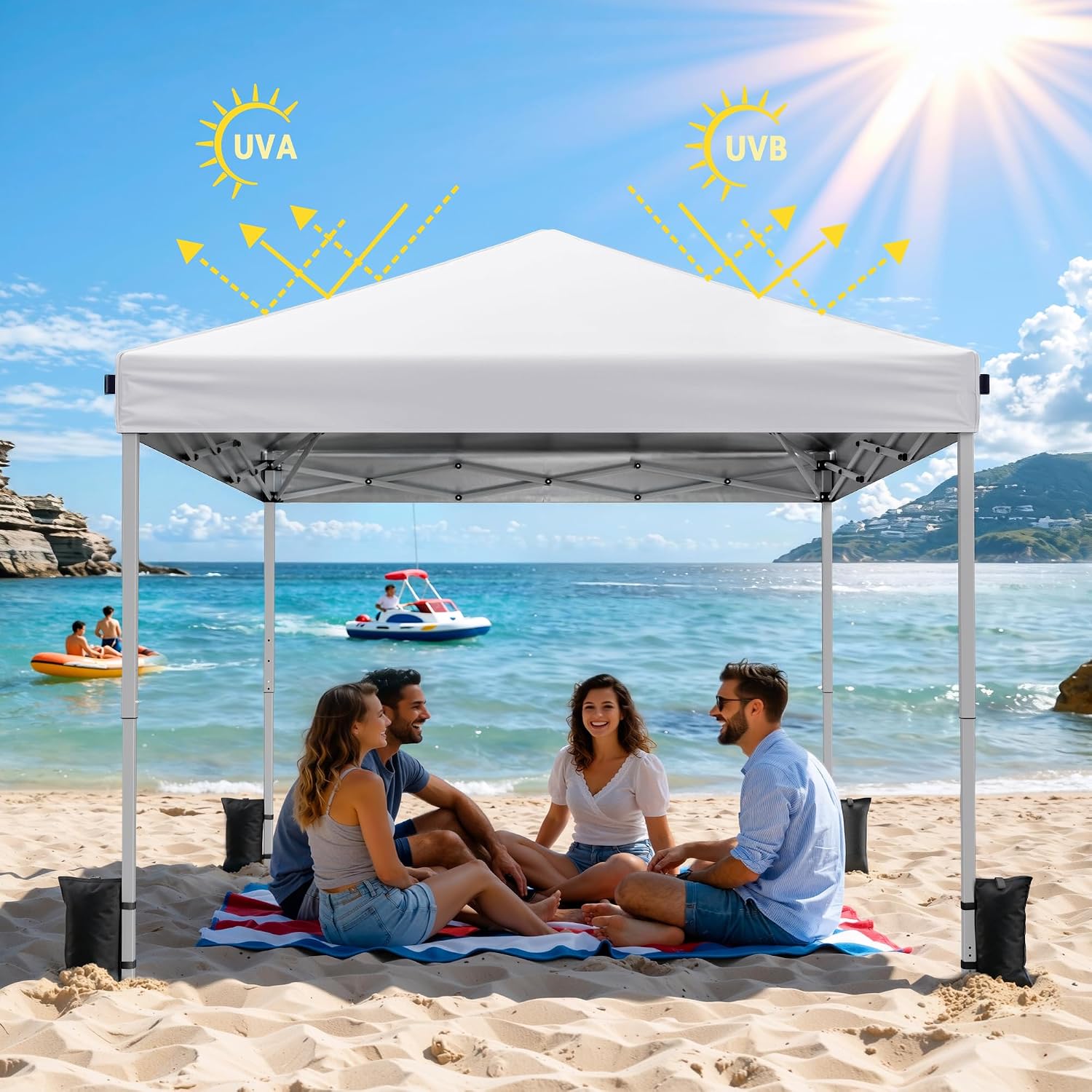 Detalle de Vinabilia WF250020 10x10 Pop-Up Canopy with One-Push Lock and UPF 50+ Fabric
