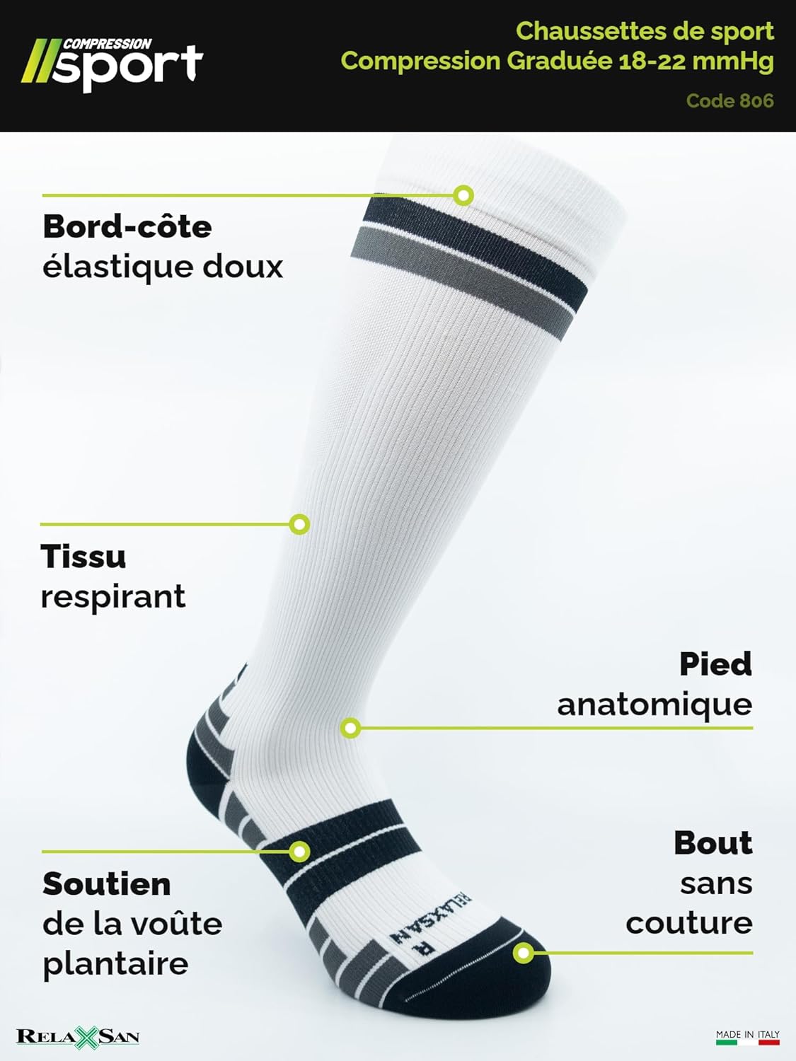 Thumbnail 3 de Relaxsan chaussettes de contention 18-22 mmHg sport & running (femme et homme) 806