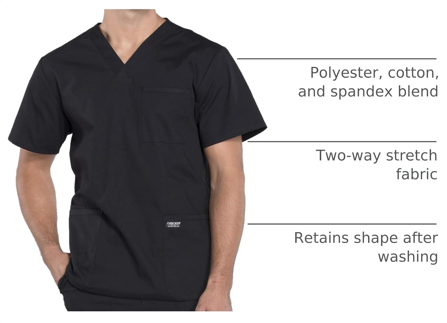 Detalle 2 de Cherokee Men's V-Neck Scrub Top, 4 Pockets