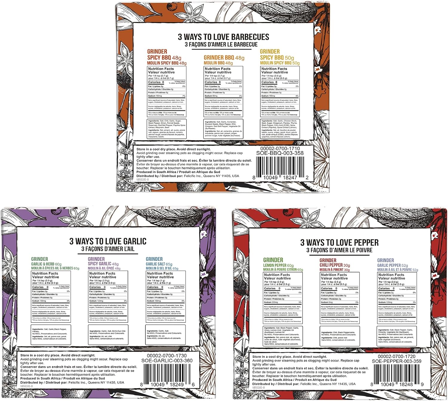 Thumbnail 2 de Soeos Spice Grinder Set of 9 with BBQ, Pepper and Garlic Seasonings