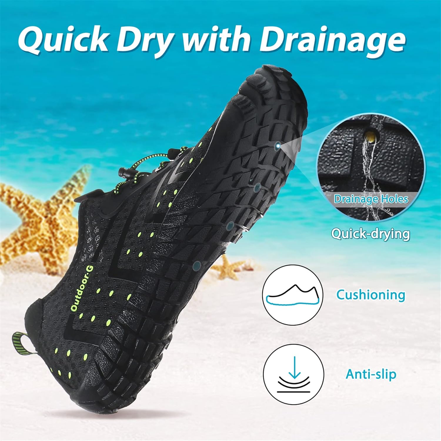 Detalle 2 de Scarpe da Acqua Unisex: Scarpe da Mare leggere, con drenaggio doppio e asciugatura rapida