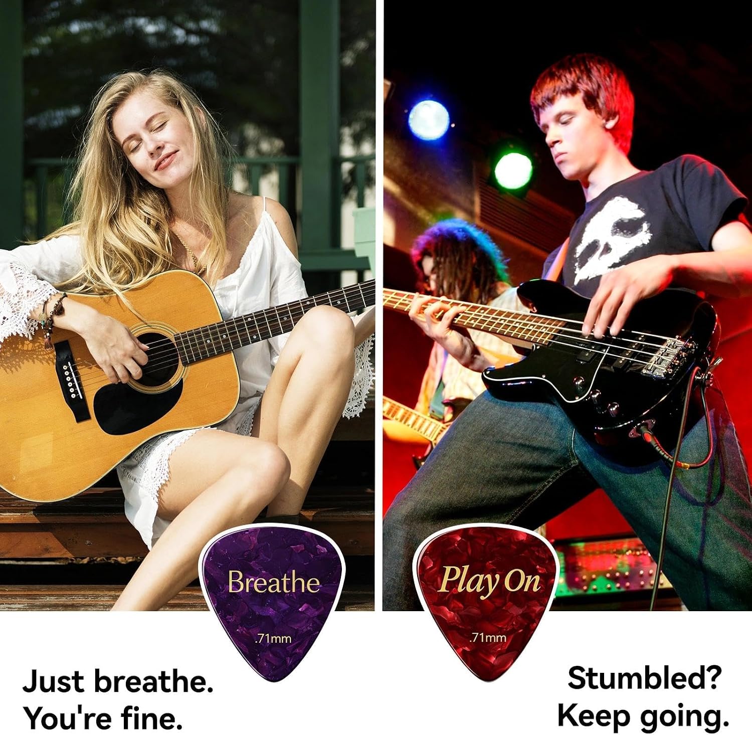 Thumbnail 6 de Celluloid Guitar Picks Medium .71mm – 6 Mood Plectrums with Inspirational Messages