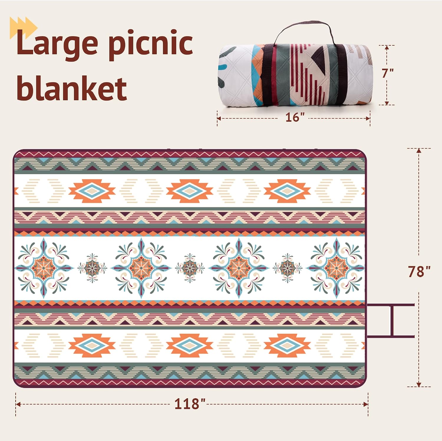 Detalle de LARUTAN Extra Large picnic blanket 200x300cm