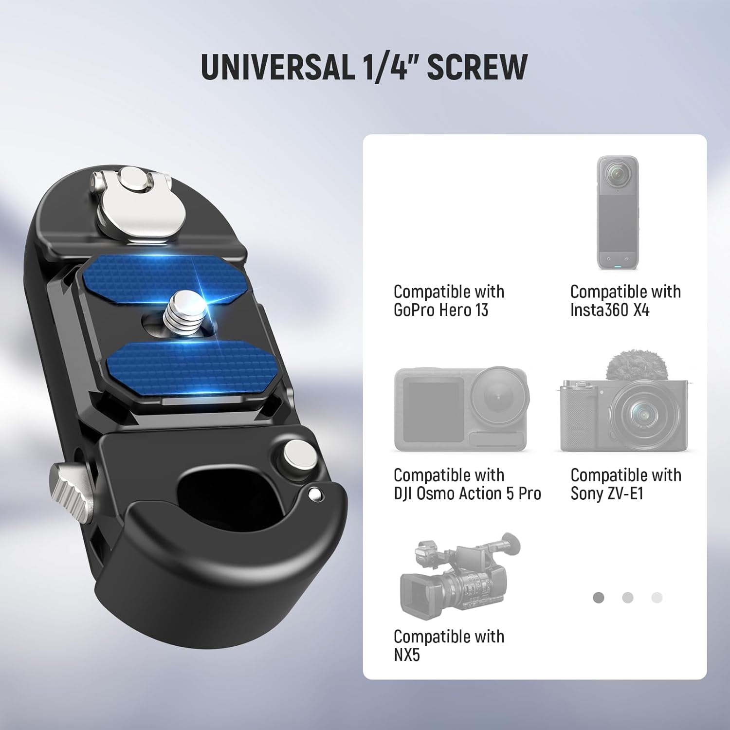 Thumbnail 3 de NEEWER Rucksack-Kamera-Clip mit quadratischer QR-Platte (Peak Design PD QR System kompatibel) für schnellen Wechsel am Gurt