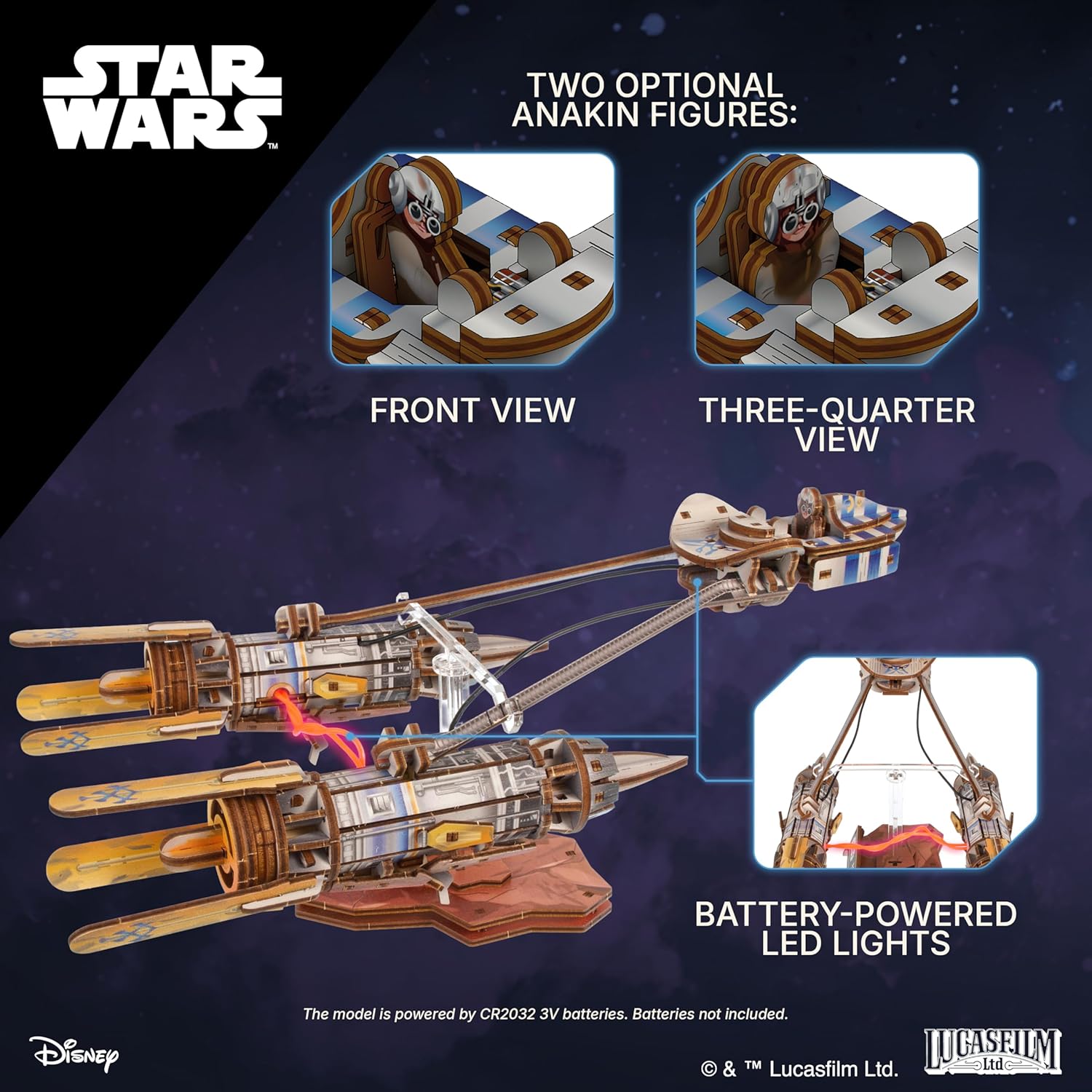 Detalle de UGEARS Star Wars Anakin Skywalker’s Podracer – 3D Wooden Puzzle for Adults