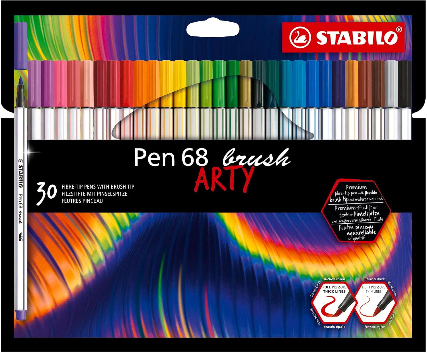 Detalle de Stabilo Pen 68 brush - Pennarello premium con punta a pennello (ARTY) 30 colori assortiti