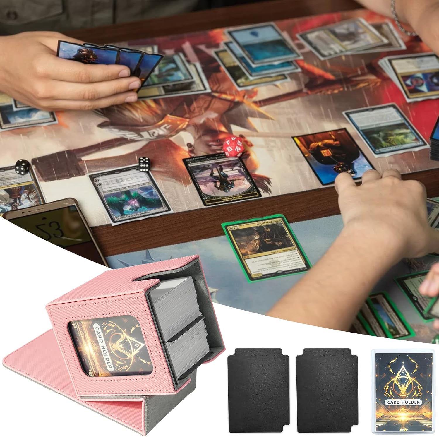 Detalle 2 de Magic Deck Box mit MTG Commander Display – Magnetische Aufbewahrung für 100+ Karten (Schwarz/Grau)