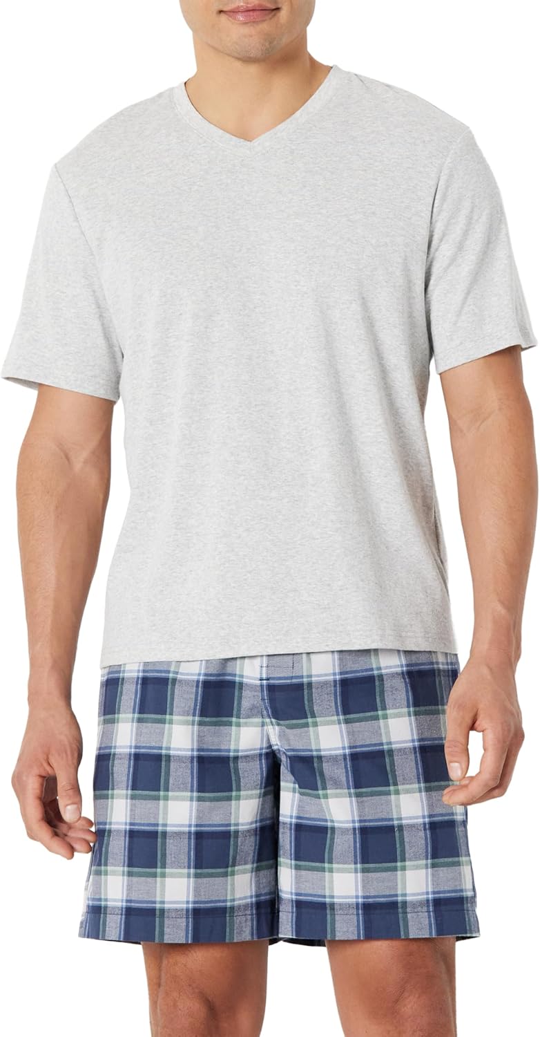 Thumbnail 6 de Amazon Essentials Herren Pyjama-Set aus T-Shirt und Relaxed-Fit-Shorts, Baumwoll-Stretch-Popeline