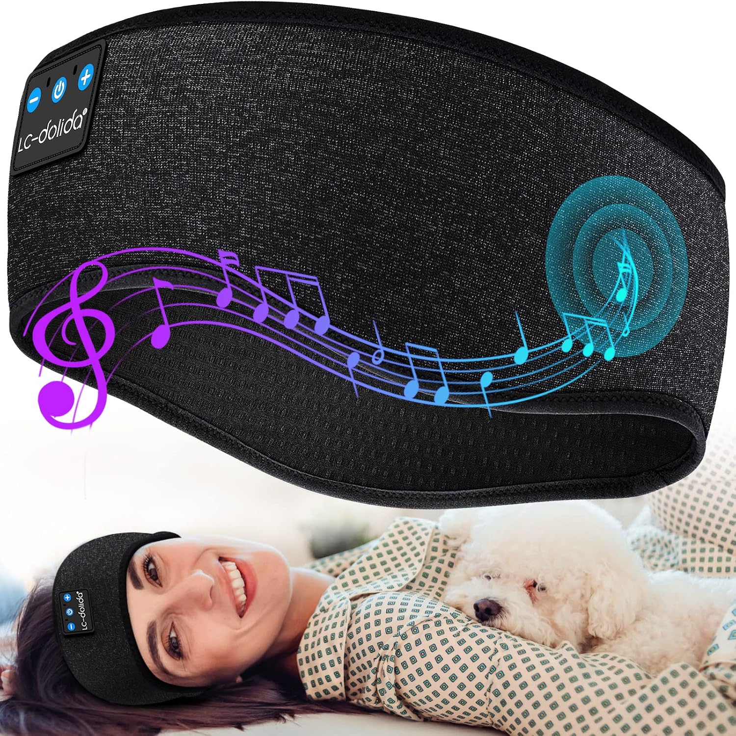 Detalle de LC-dolida LC003 Sleep Headband with Bluetooth Audio, USB-C Charging and Sleep Mask