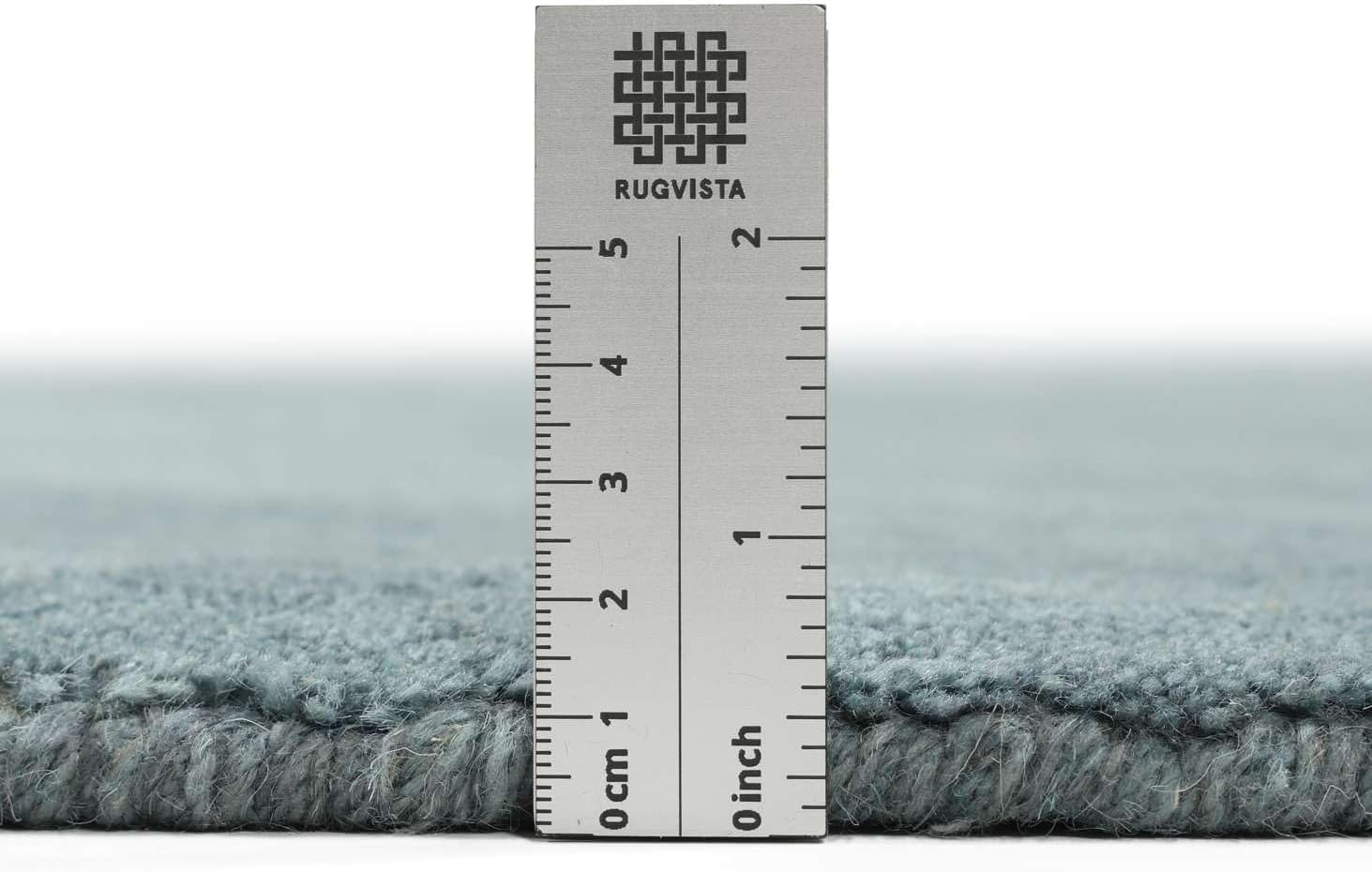 Thumbnail 6 de RugVista Handloom wollen rond vloerkleed Ø 150 cm, petrolblauw en handgemaakt