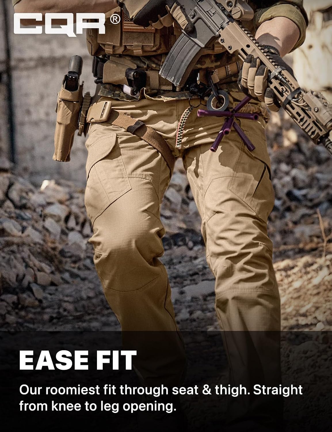 Detalle de CQR TLP117 Men's Tactical Ripstop Cargo Pants, Water-Resistant 65/35 Blend