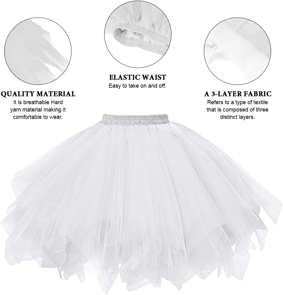 Thumbnail 3 de AUYAO 3909913 tule tutu-rok voor volwassenen, elastisch en 4-laags