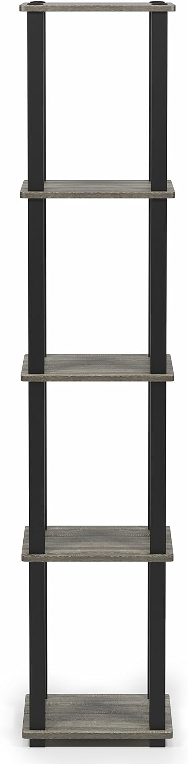 Thumbnail 3 de Furinno TURN-S-TUBE 5-Tier Square Book Shelf corner storage in French oak-effect