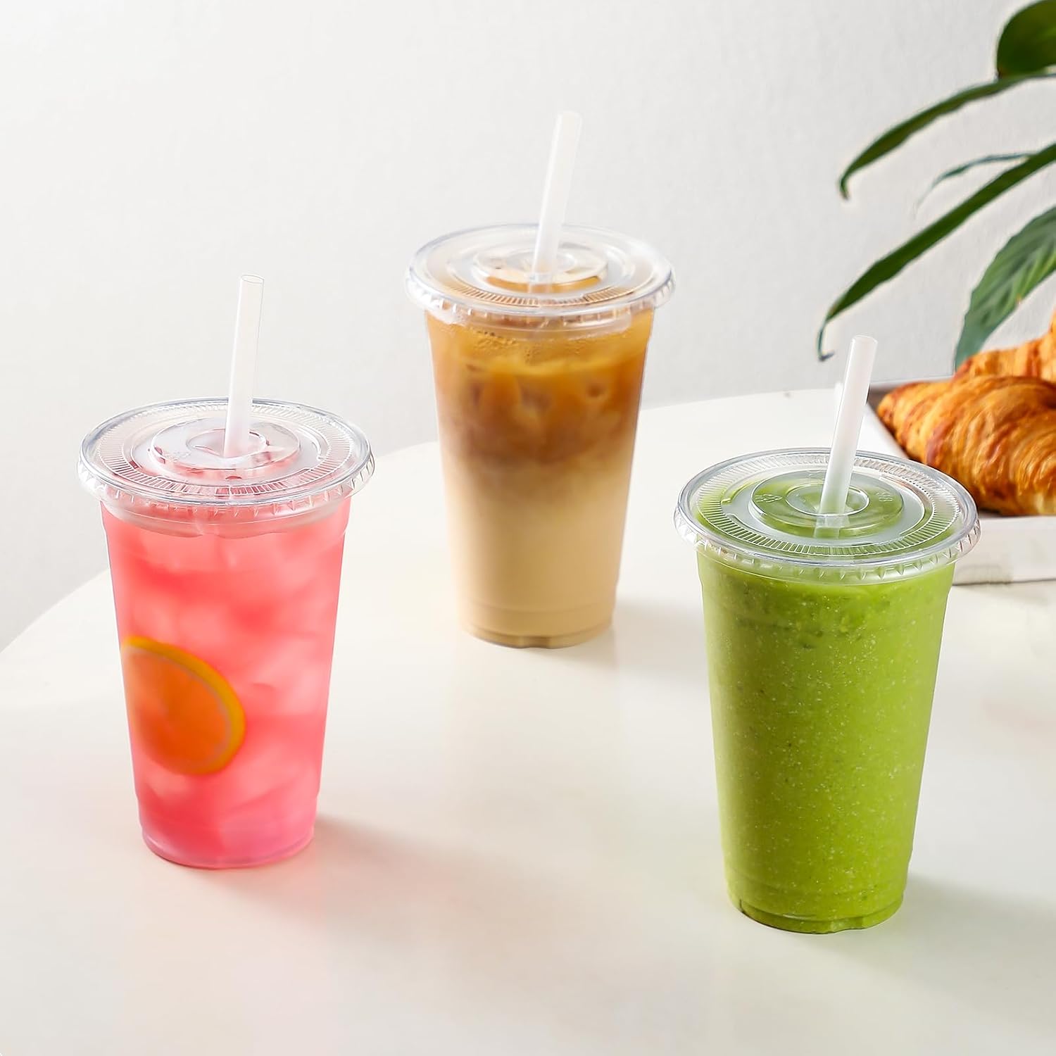 Thumbnail 6 de AOZITA 16 oz Clear Plastic Cups (100 Sets) with Lids and Straws