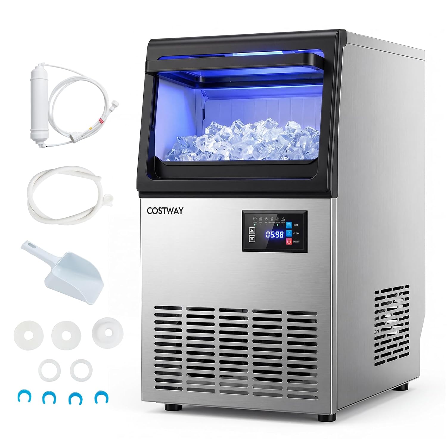 Detalle de COSTWAY 25970US-CYPE Commercial Ice Maker, 80 lb/Day, 30 lb Bin