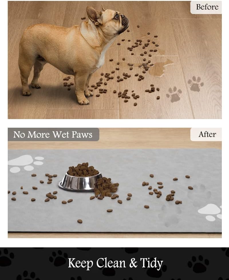 Detalle de Pet Feeding Mat 16"x24" absorbent pet bowl mat 🐾