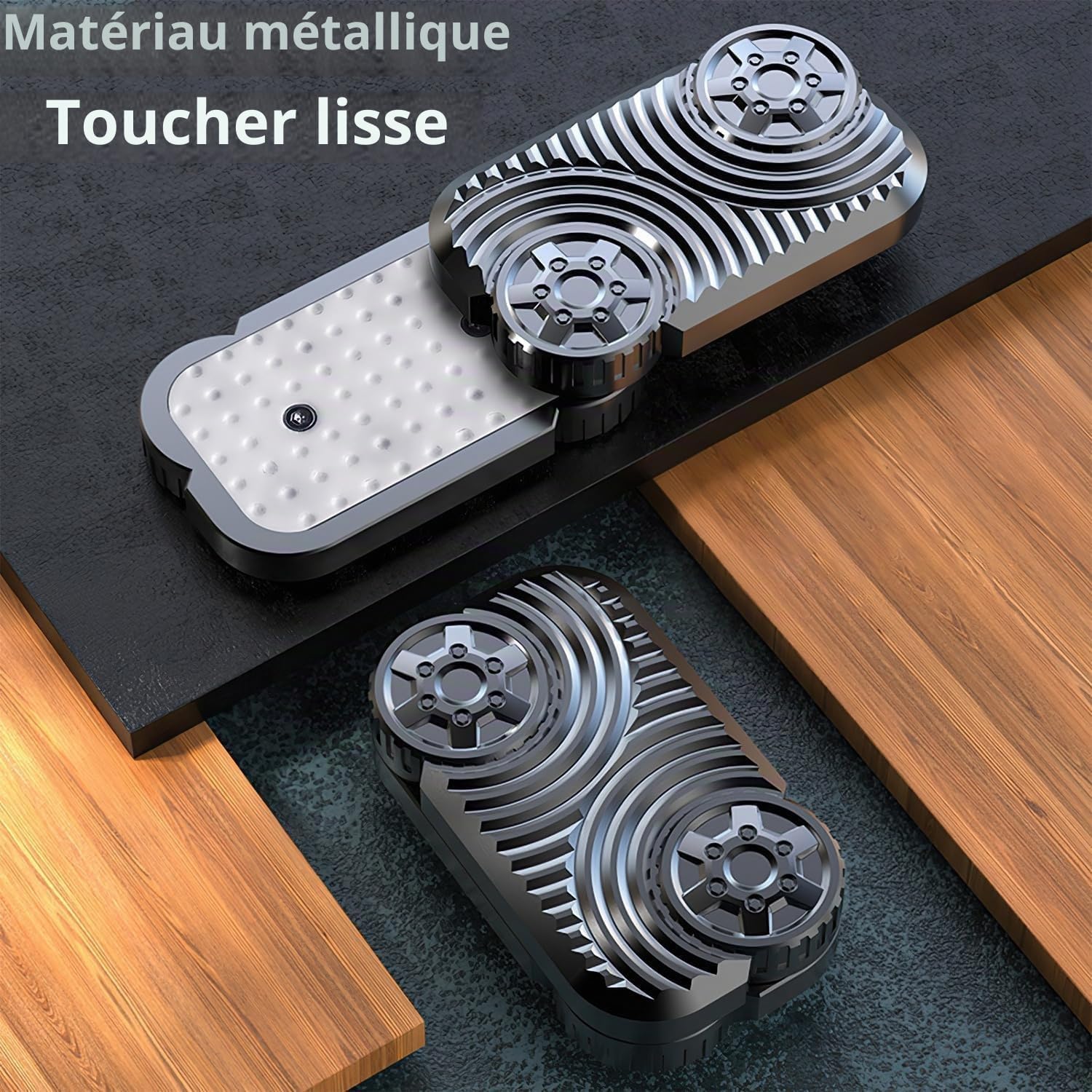 Thumbnail 4 de 7JI metalen fidget slider, zwart met magnetische rails en voelbare textuur
