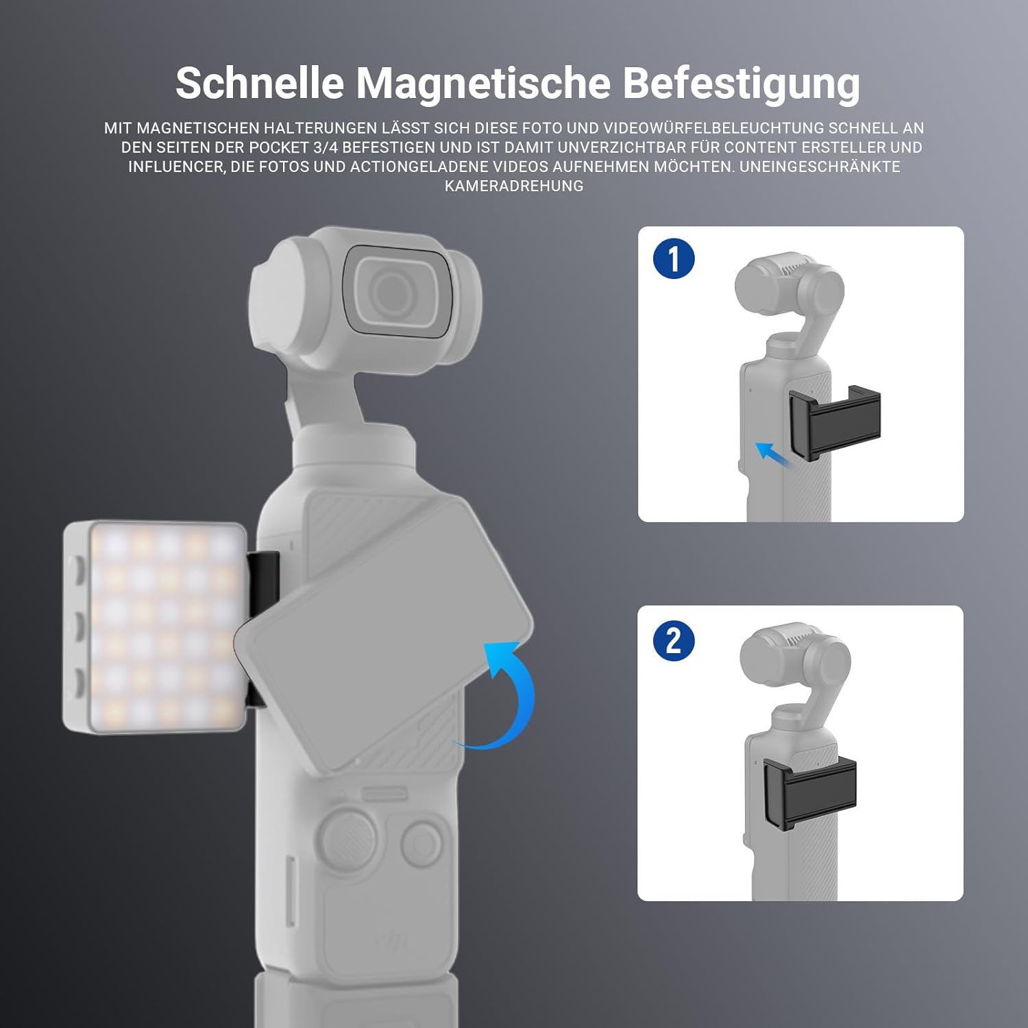 Thumbnail 6 de NEEWER Basics M24 Mini-LED Fülllicht mit Magnethalterung für DJI Osmo Pocket 4 & 3