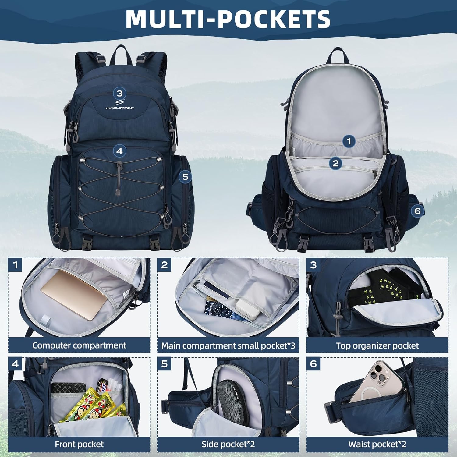 Thumbnail 3 de Maelstrom Hiking Backpack, Blue, Large