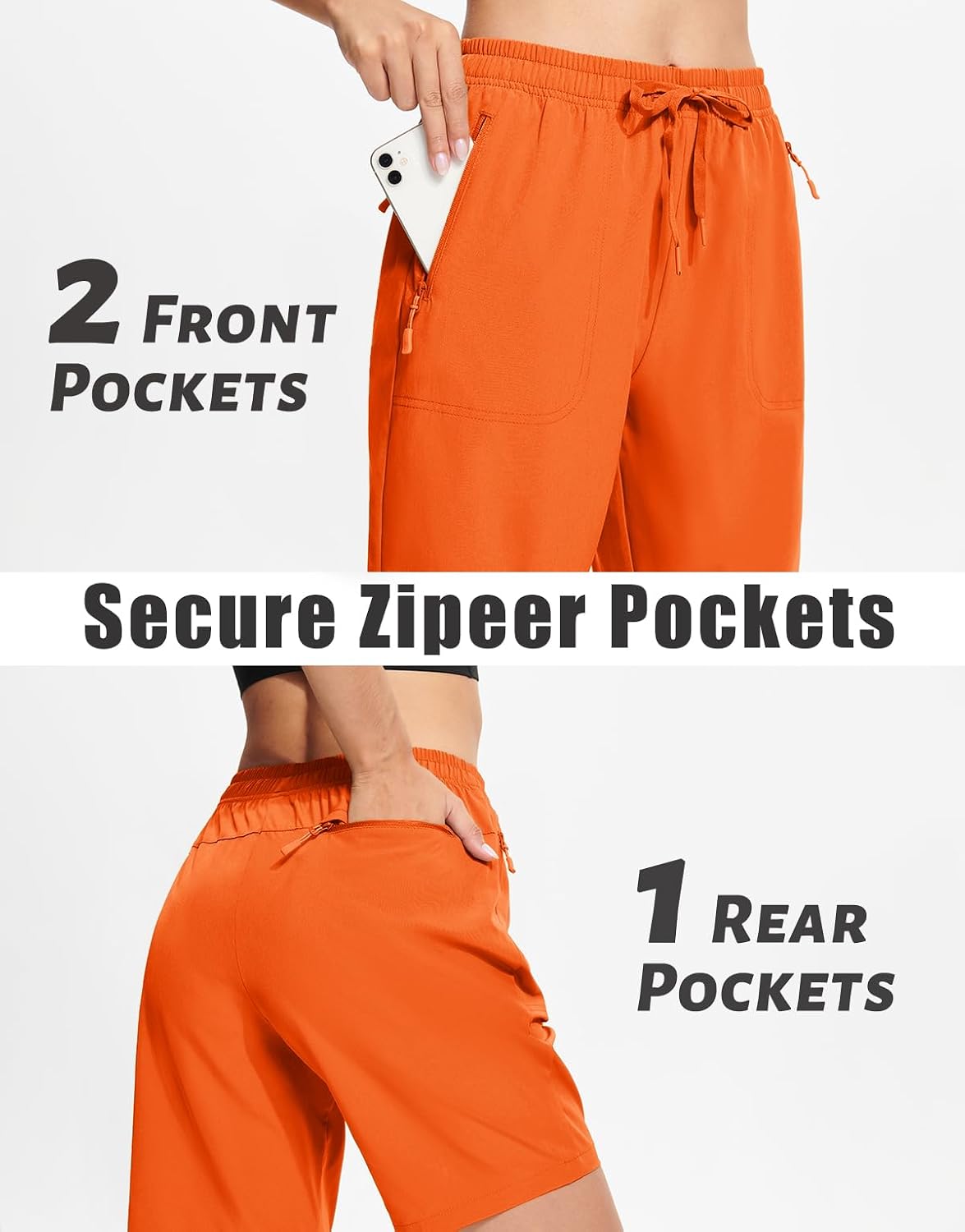 Detalle de MAGCOMSEN Women's Hiking Shorts, 8-Inch Quick-Dry Style with 3 Zip Pockets