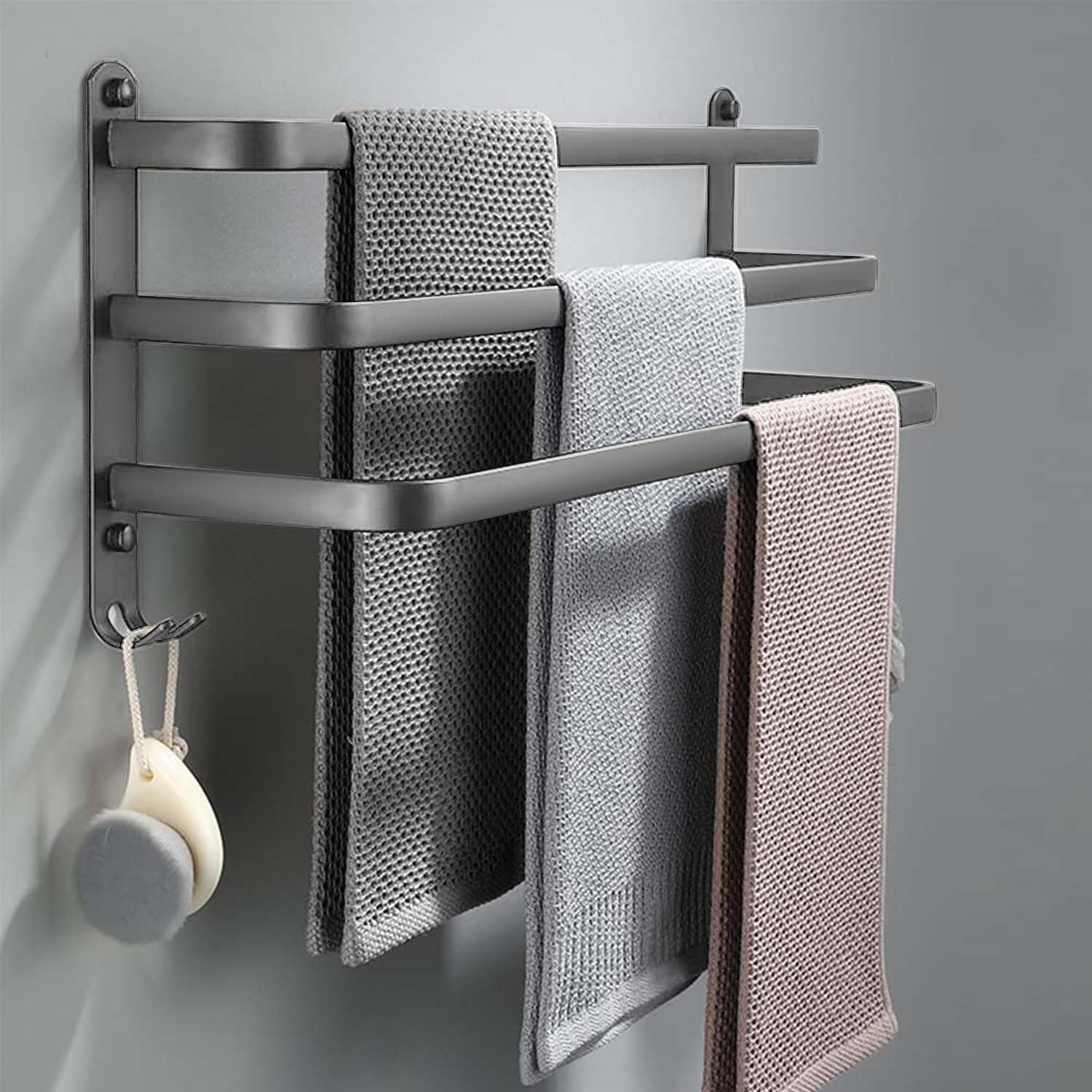 Detalle de Ruhetfam handtuchhalter ohne bohren: handdoekenrek van 80 cm met drie stangen