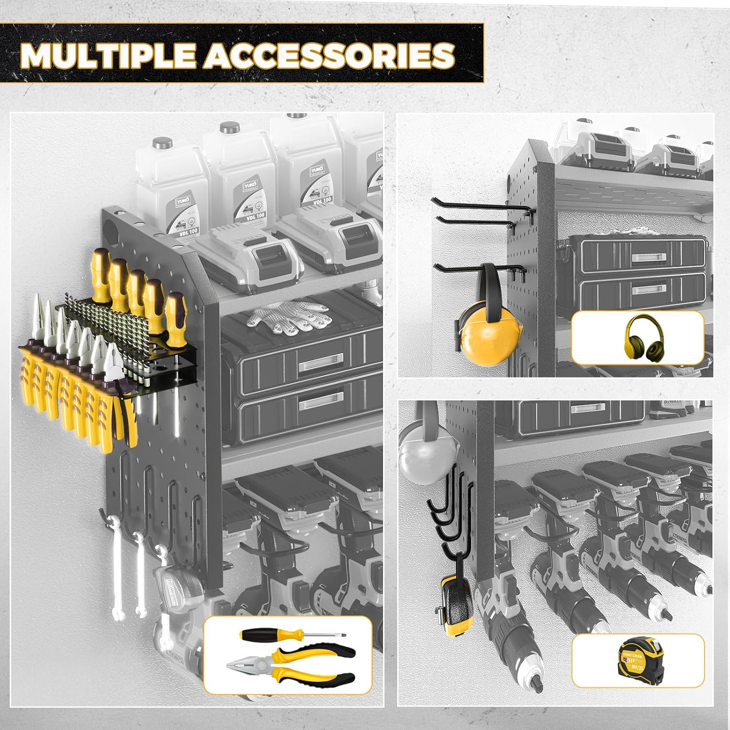 Thumbnail 2 de KAFAHOM Power Tool Organizer with Charging Station: Heavy-Duty Wall Mount for Garage