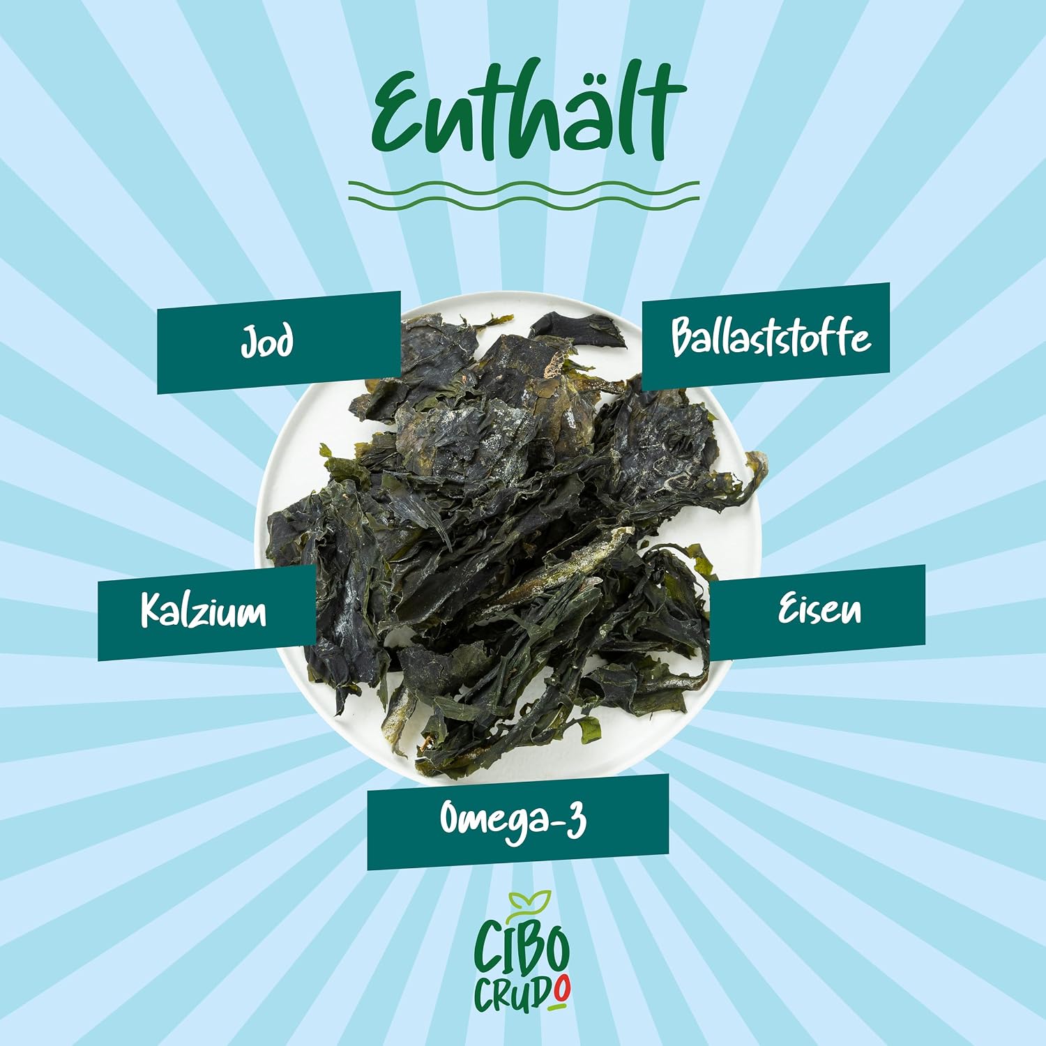 Detalle de Wakame Algen Bio – 40 g Sonnengetrocknetes Seetangblatt für Dashi und Miso-Suppe