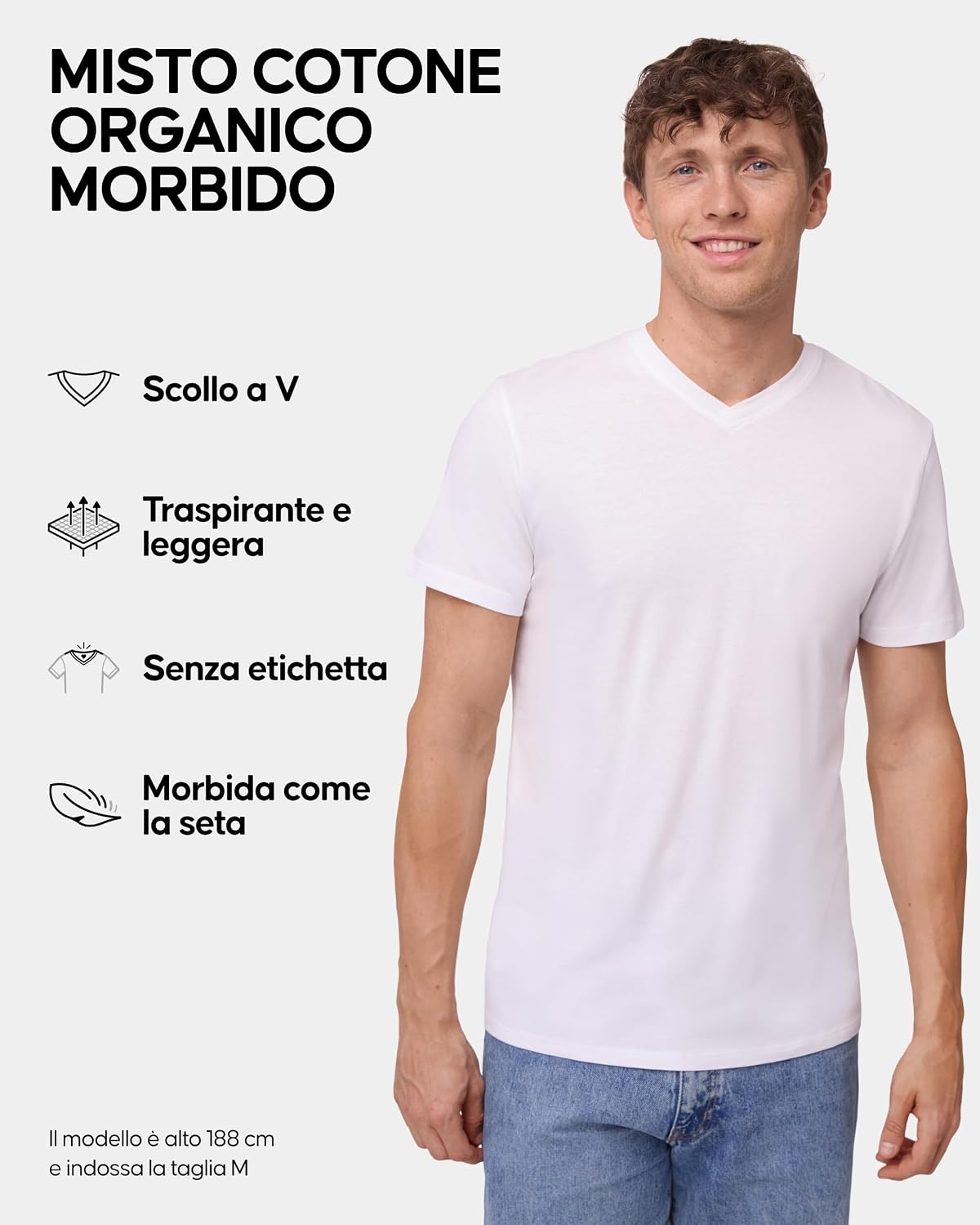 Thumbnail 1 de DANISH ENDURANCE T-Shirt Uomo Cotone e Modal – Maglietta da 1 a 4 pezzi, scollo a V o girocollo, senza etichetta