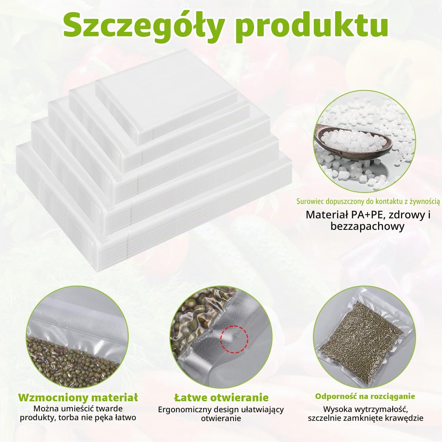 Detalle de Gyxova 210 Pack Bag – worki próżniowe do żywności, 5 rozmiarów, bez BPA