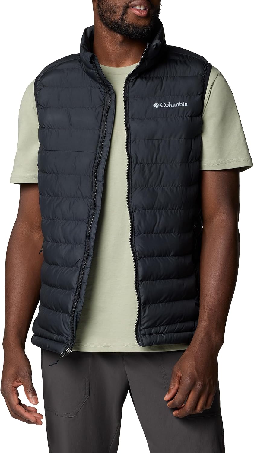Detalle de Columbia Powder Lite II sans manches homme noire – gilet matelassé à réflexion thermique