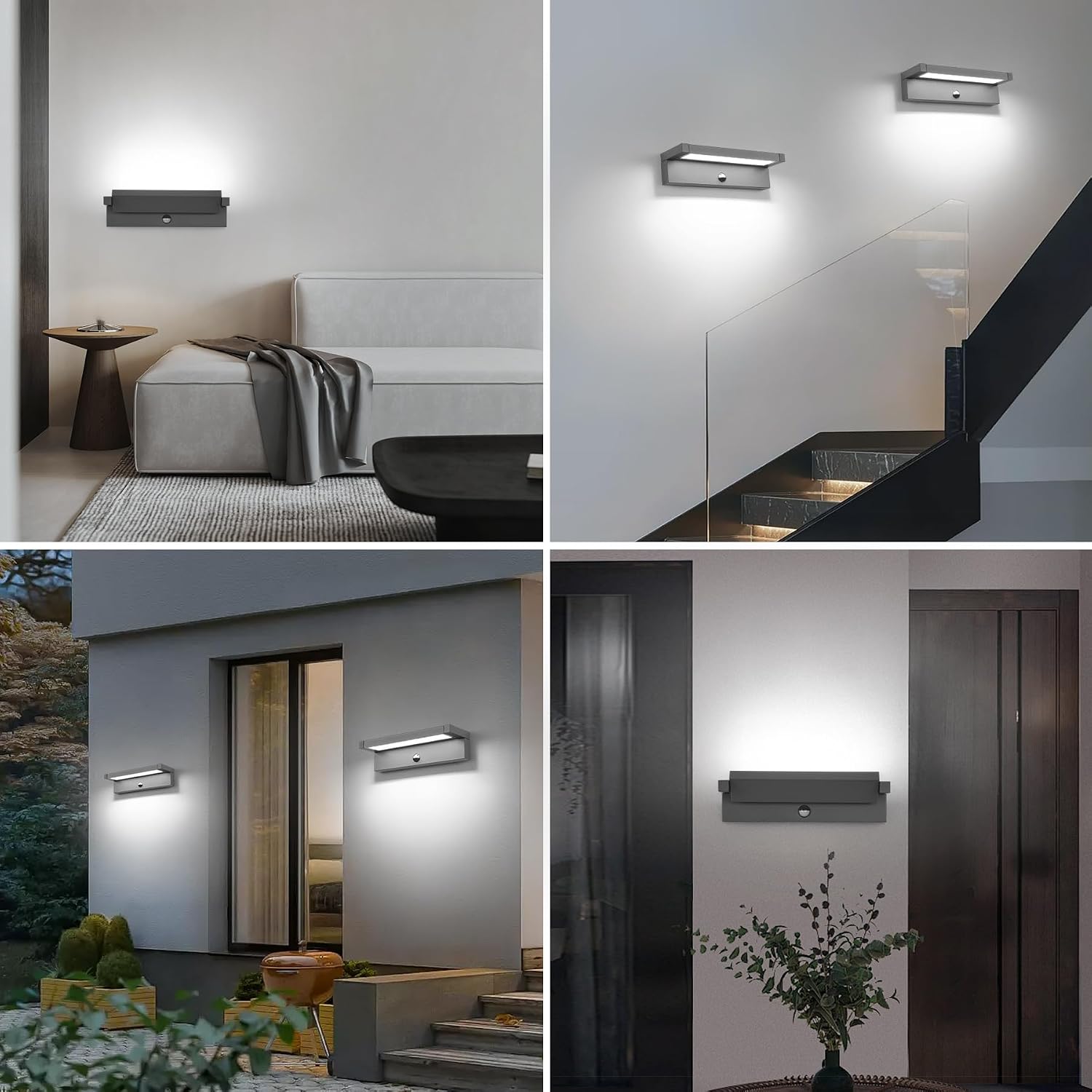 Detalle de LED Wandlampe außen mit Bewegungsmelder – 36 W IP65, schwenkbares Panel (6500 K, 2800 lm), dunkelgrau