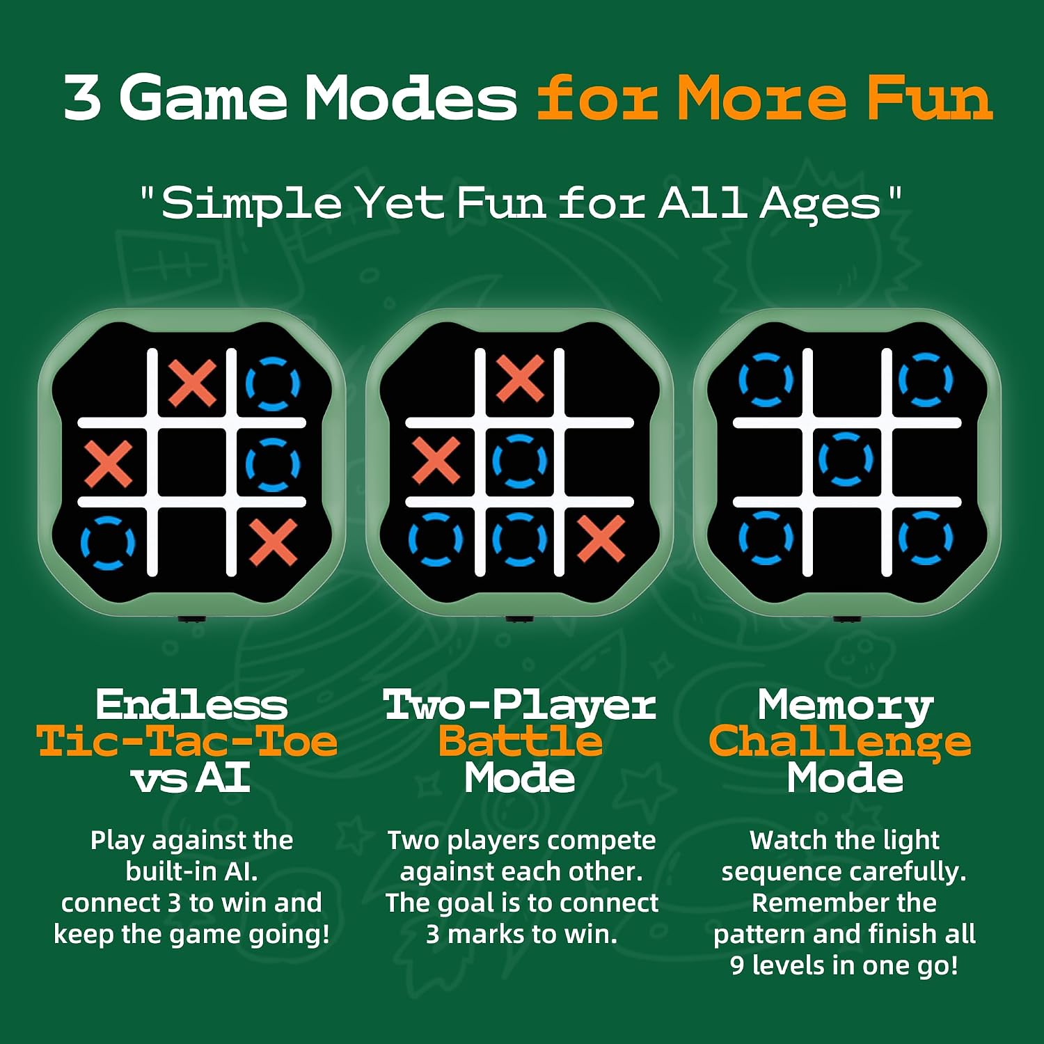 Thumbnail 4 de 3-in-1 Electronic Tic Tac Toe Toy: Portable Family Travel Game