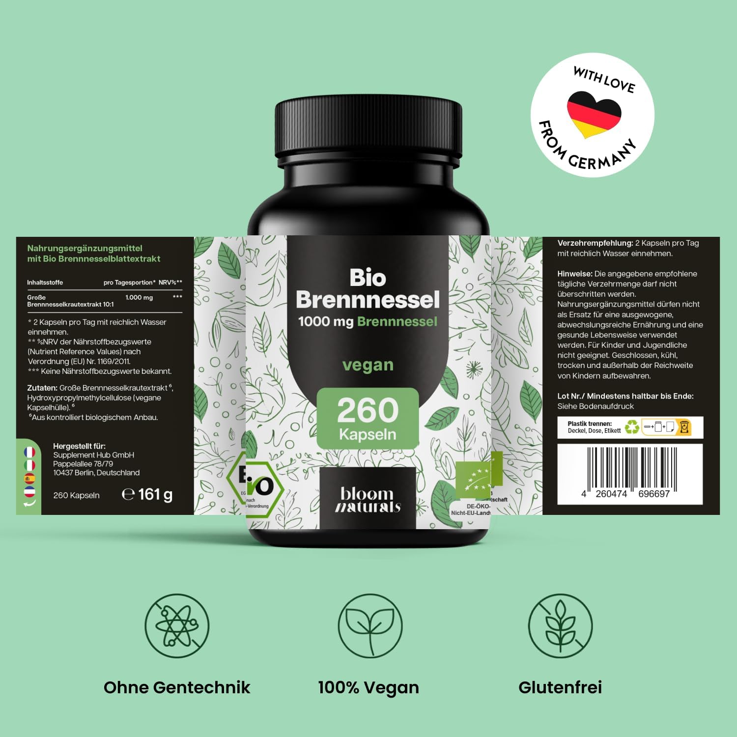 Thumbnail 4 de Bio Brennnesselkapseln Hochdosiert 240 Kapseln
